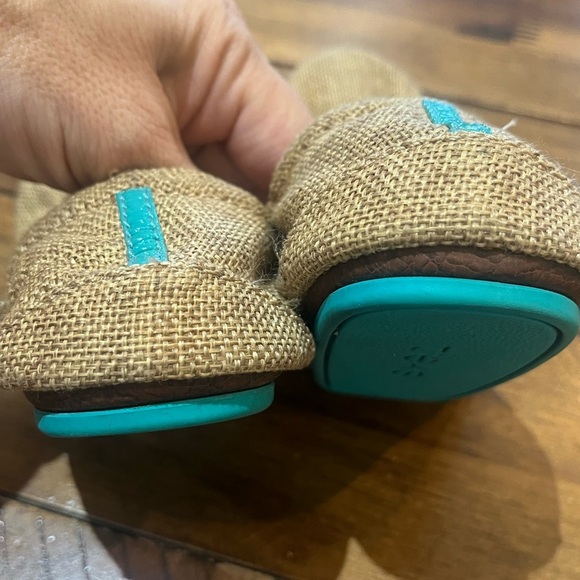 Tieks Tan Slippers with Blue Detail - Picture 4 of 7